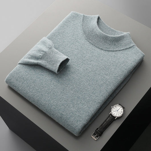 Suéter de Cuello Medio en Lana para Hombre - Pullover Ligero Otoño Invierno - Image 12