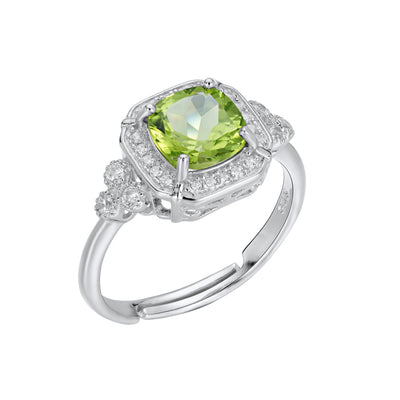 Anillo de Plata Peridoto Verde Elegante Temperamento S925 - Image 8