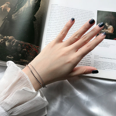 Pulsera de Plata Esterlina Doble Capa con Diseño Minimalista para Mujer - Image 7