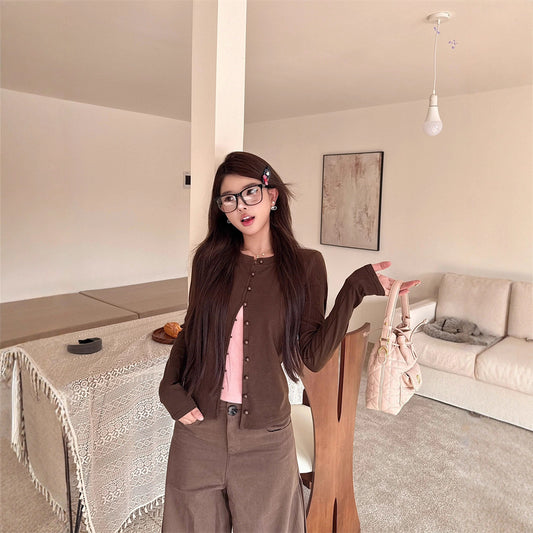 Blusa Retro Coreana Falsa Dos Piezas para Mujer - Estilo Otoño Versátil