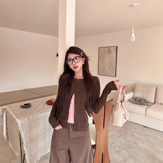 Blusa Retro Coreana Falsa Dos Piezas para Mujer - Estilo Otoño Versátil