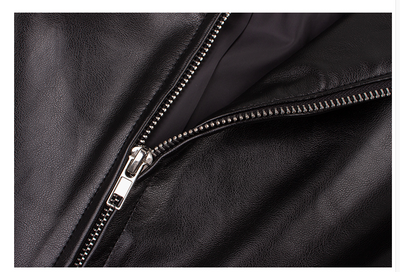 Chaqueta de Cuero Negra Estilo Retro Americano con Costuras de Letras - Image 16