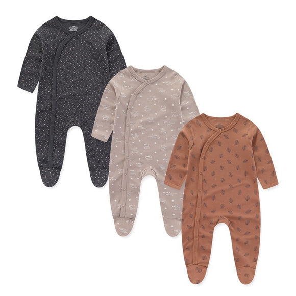 Pack de 3 Pijamas Enterizos de Algodón para Bebé con Pie Integrado