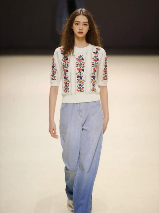 Blusa Tejida con Bordado de Flores Exquisitas - Image 6