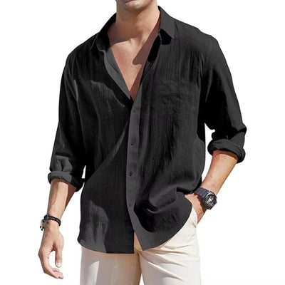Cardigan de Lino para Hombre con Solapa y Manga Larga - Image 12