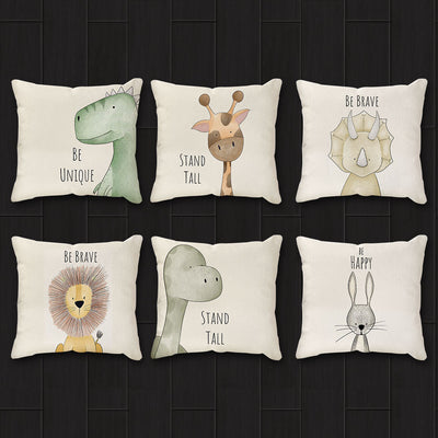 Funda de Almohada Decorativa Leoncito Adorable - Estilo Nórdico en Lino