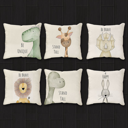 Funda de Almohada Decorativa Leoncito Adorable - Estilo Nórdico en Lino