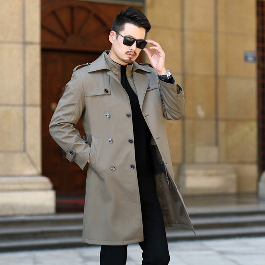 Chaqueta Cortavientos Doble Botonadura con Forro de Lana Desmontable para Hombre
