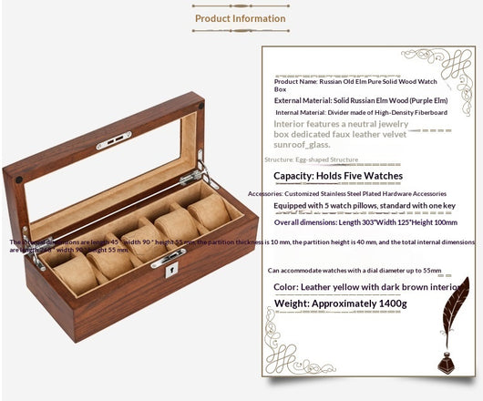 Caja Exhibidora de Relojes Mecánicos en Madera Sólida - 5 Compartimentos - Image 10
