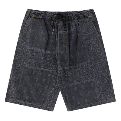 Pantalones Vaqueros Rectos Estampado Flor de Marañón - Shorts Deportivos Unisex Pierna Ancha - Image 3