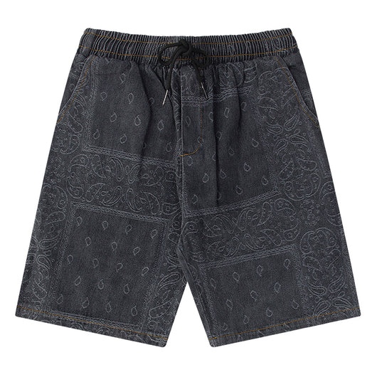 Pantalones Vaqueros Rectos Estampado Flor de Marañón - Shorts Deportivos Unisex Pierna Ancha - Image 3