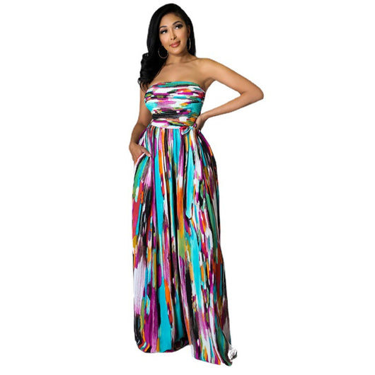 Jumpsuit Enterizo Ajustado con Estampado, Cierre y Escote Tubo - Image 9