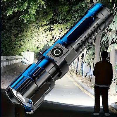 Linterna LED Recargable USB con Zoom para Camping y Exterior
