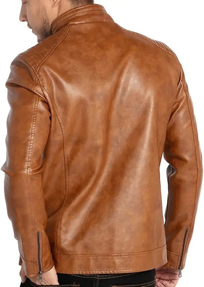Chaqueta de Cuero Punk Motociclista para Hombre con Cuello de Pie - Image 21