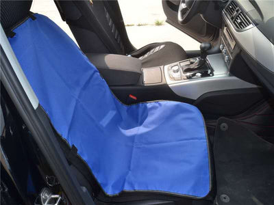 Brown waterproof car pet seat cover installed in the back seat of a red car, protecting upholstery from pets. - Image 15