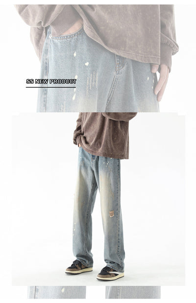 Pantalones Vaqueros Rectos con Desgarre Lavado a Agua para Hombre - Image 11