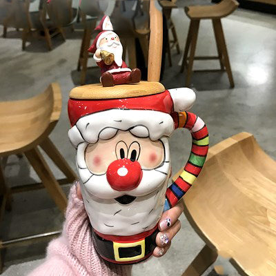 Taza Cerámica Navideña con Diseño Reno y Papá Noel - Image 3