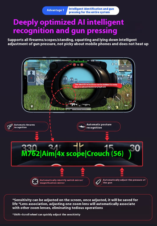 Gaming keyboard and mouse converter with one-handed RGB keyboard, gaming mouse, phone holder, and mouse pad. - Image 8