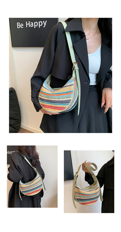 Bolsa Tote de Rafia Arcoíris para Mujer - Bolso Casual de Hombro - Image 15