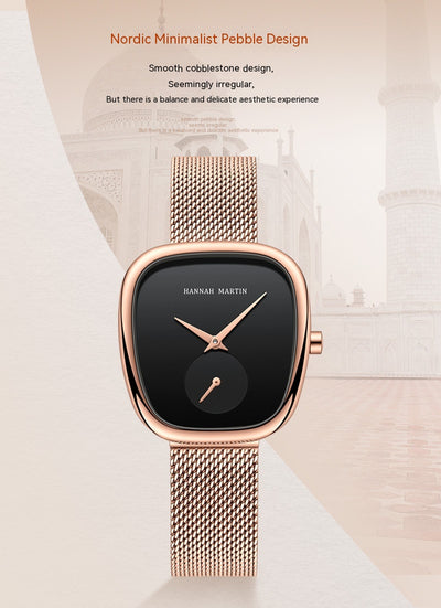 Reloj Cuarzo Acero Inoxidable Milano Malla Mujer Diseño Tonneau - Image 16