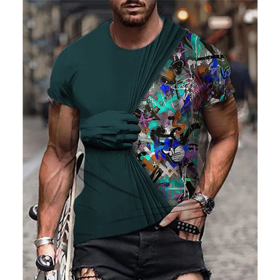 Camiseta Oversize Manga Corta con Impresión 3D para Hombre - Image 11