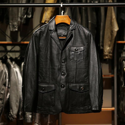Blazer de Cuero Casual Abotonado Simple - Image 19