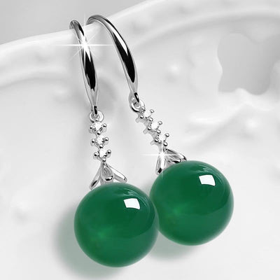 Aretes de Plata Elegantes con Ágata Verde Calcedonia para Mujer - Image 3