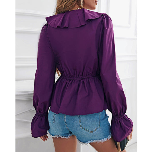 Blusa Elegante con Volantes y Cuello en V - Image 8