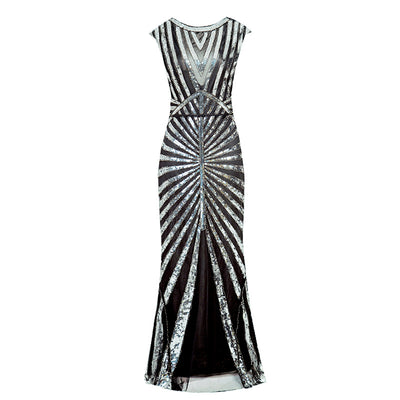 Vestido Largo Fiesta con Borde Sirena y Lentejuelas Brillantes - Image 4
