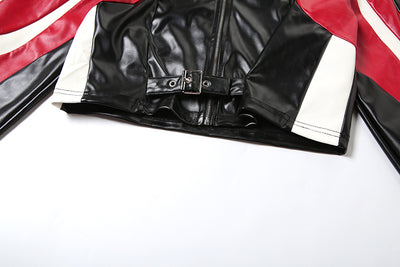 Chaqueta de Cuero PU Slim Fit Cuello Redondo para Motociclista - Image 23