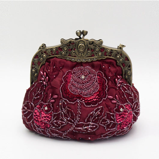 Bolso de Noche Vintage con Bordado de Rosas y Lentejuelas - Image 31