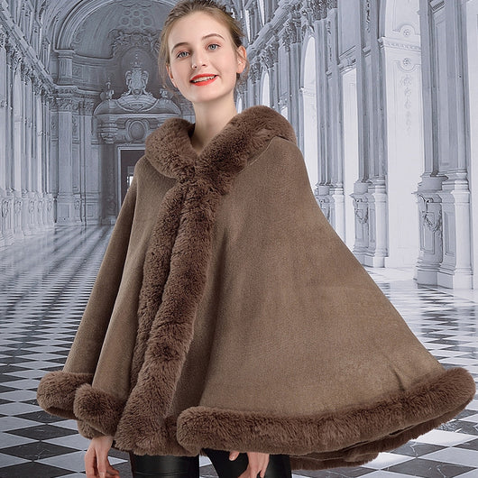 Capa Elegante con Capucha de Piel de Conejo Rex - Estilo Europeo y Americano - Image 6