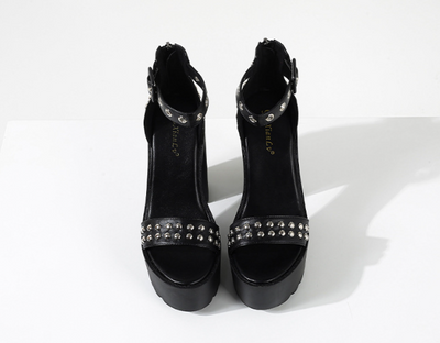 Sandalias Plataforma Tacón Alto Mujer Verano Remaches Talla Grande - Image 15