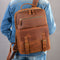 Mochila Retro de Cuero Crazy Horse Gran Capacidad para Hombre