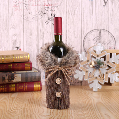 Funda Decorativa para Botella de Vino con Lazo y Cuello de Peluche - Image 9