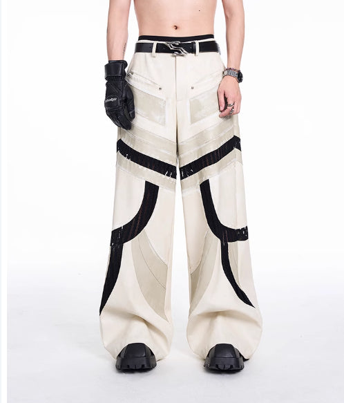 Pantalones Casuales de Invierno con Malla Calada y Detalles Patchwork - Image 9
