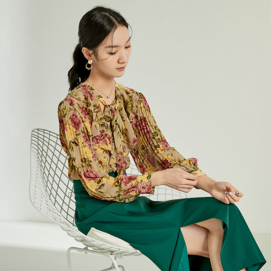 Camisa Retro Floral Suelta Estilo Hong Kong para Mujer - Image 6