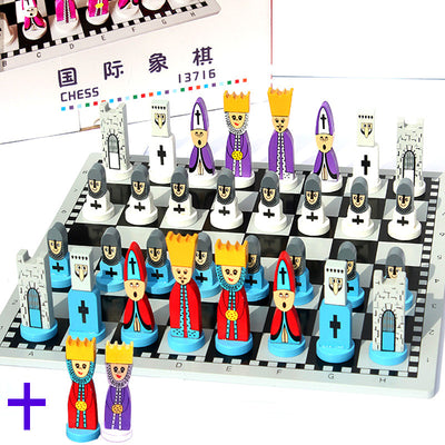 Puzzle de Ajedrez Educativo en Madera con Figuras de Dibujos Animados - Image 5