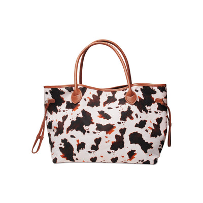 Bolso Tote para Mujer con Estampado Leopardo y Patrón Vaca - Bolsa de Hombro Grande Capacidad PU - Image 2
