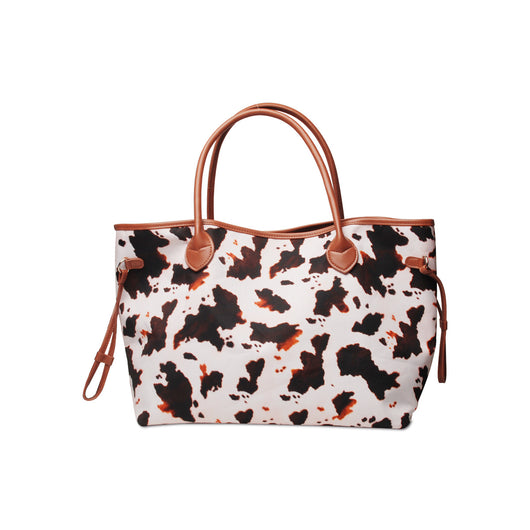 Bolso Tote para Mujer con Estampado Leopardo y Patrón Vaca - Bolsa de Hombro Grande Capacidad PU - Image 2