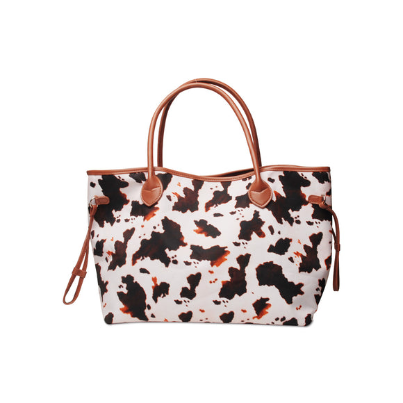 Bolso Tote para Mujer con Estampado Leopardo y Patrón Vaca - Bolsa de Hombro Grande Capacidad PU
