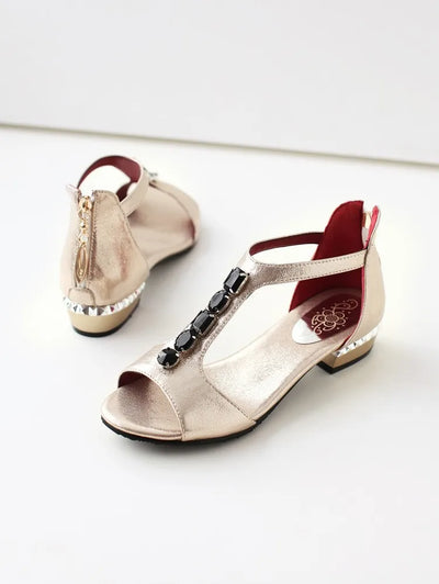 Sandalias Tipo Thong Talla Grande con Tacón Bajo y Detalles de Strass - Image 10