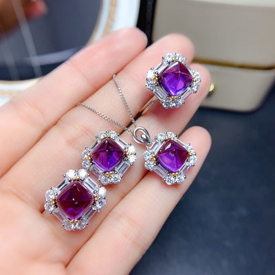 Traje Amethyst Mujer Cristal Purificador Destello Plata Lujo Minimalista - Image 5