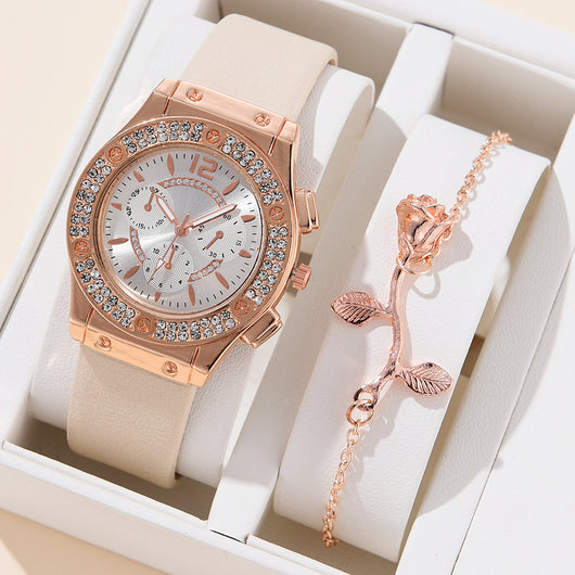 Reloj de Moda Coreana con Diamantes Incrustados y Correa PU - Image 7