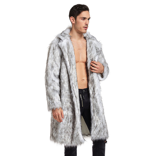 Abrigo Largo de Piel Sintética para Hombre - Estilo Europeo y Americano - Image 3