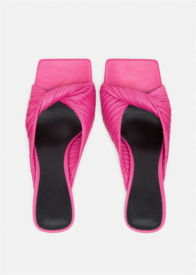 Sandalias Stiletto Plisadas Multicolor con Punta Cuadrada - Tacón Alto Verano - Image 11