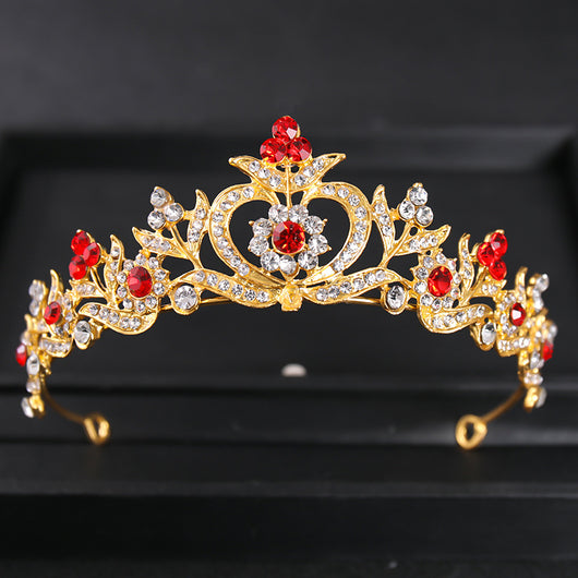 Corona de Novia Estilo Barroco con Perlas y Pedrería de Aleación - Image 11