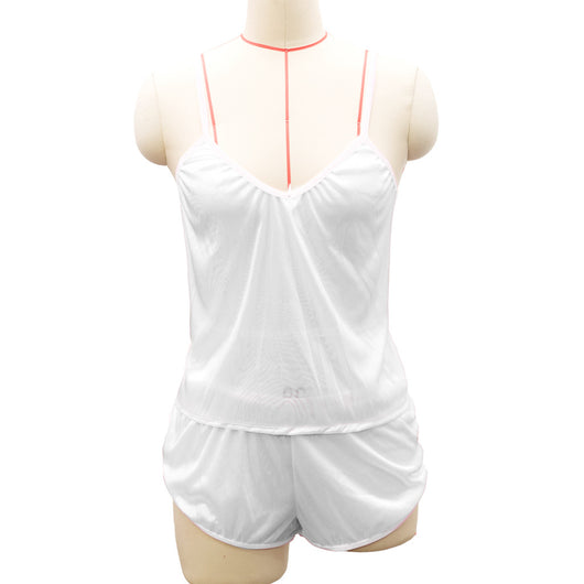 Pijama Camiseta y Short con Encaje Escote V para Mujer - Colección Verano - Image 4