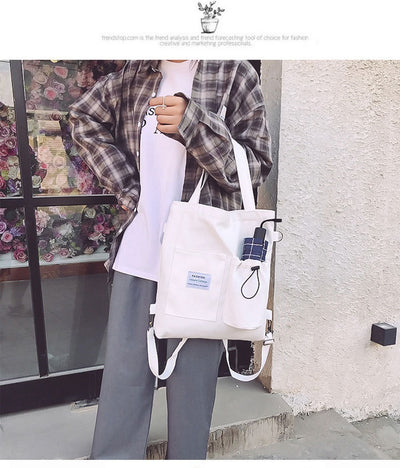 Mochila Estilo Harajuku con Bolsillos - Bolsa de Lona para Estudiantes y Mujeres - Image 17