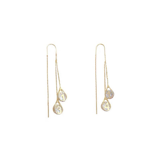 Aretes Colgantes de Circonita con Diseño de Gotas de Agua - Image 6